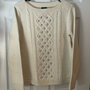 Talbots cream jeweled sweater